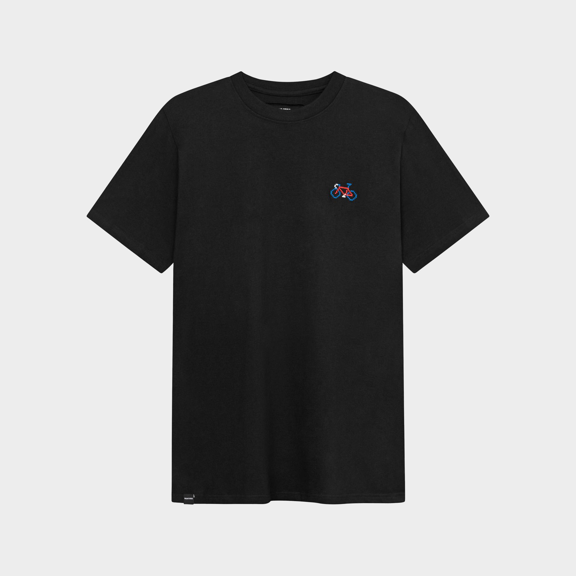 Dedicated Stockholm Stitch Bike T-Shirt Bio Baumwolle Shirt Stickerei schwarz